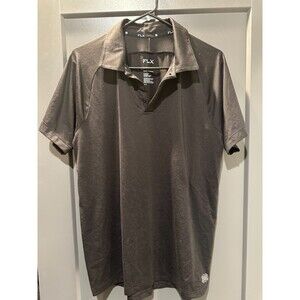 FLX Urban Commuter Shirt Mens Black Short Sleeve 3 Snap Polo Stretch - Medium